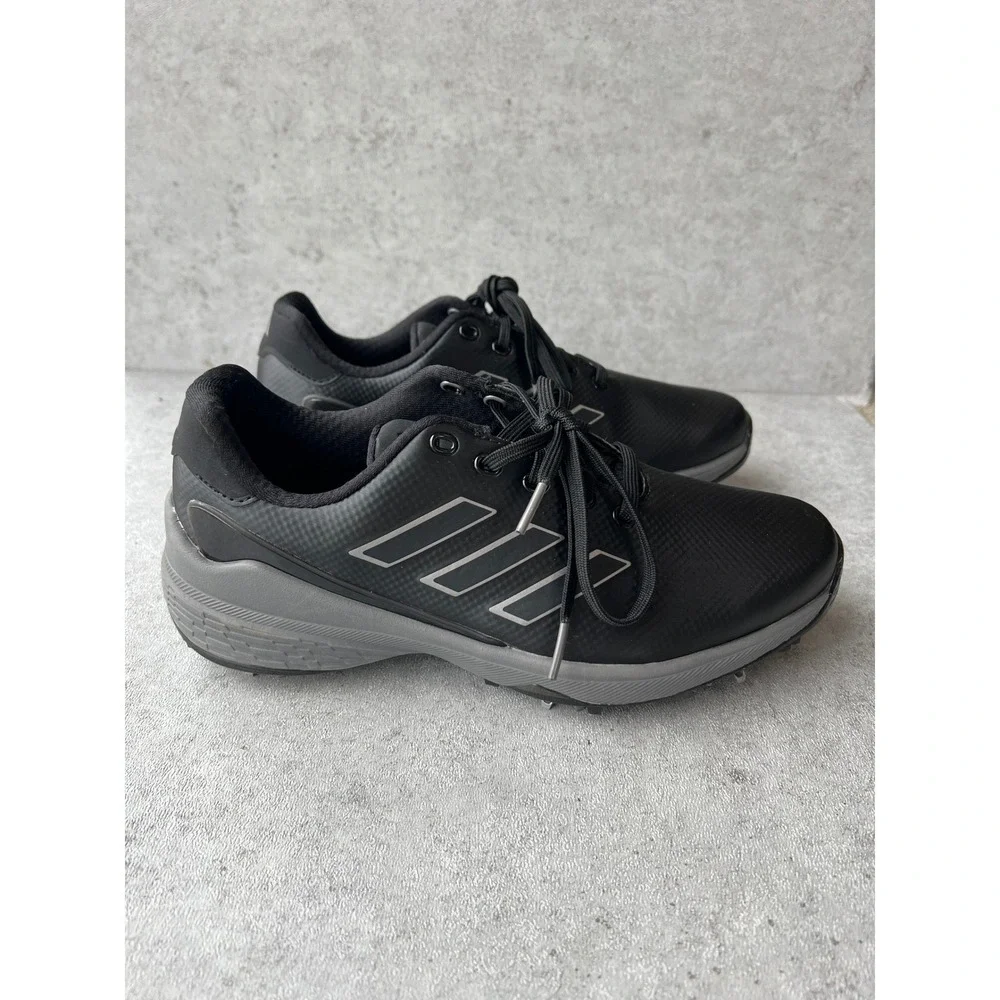 New Adidas ZG23 Golf Shoes Mens 7.5 Core Black Grey Spiked Waterproof H03672
